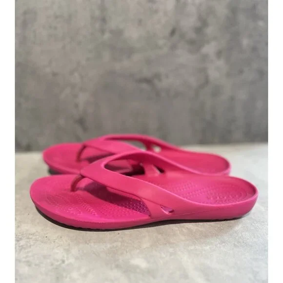 Crocs Kadee II Women Shoes Pink Sz 8 Toe Thong Comfort Slides Sandals - Picture 2 of 9